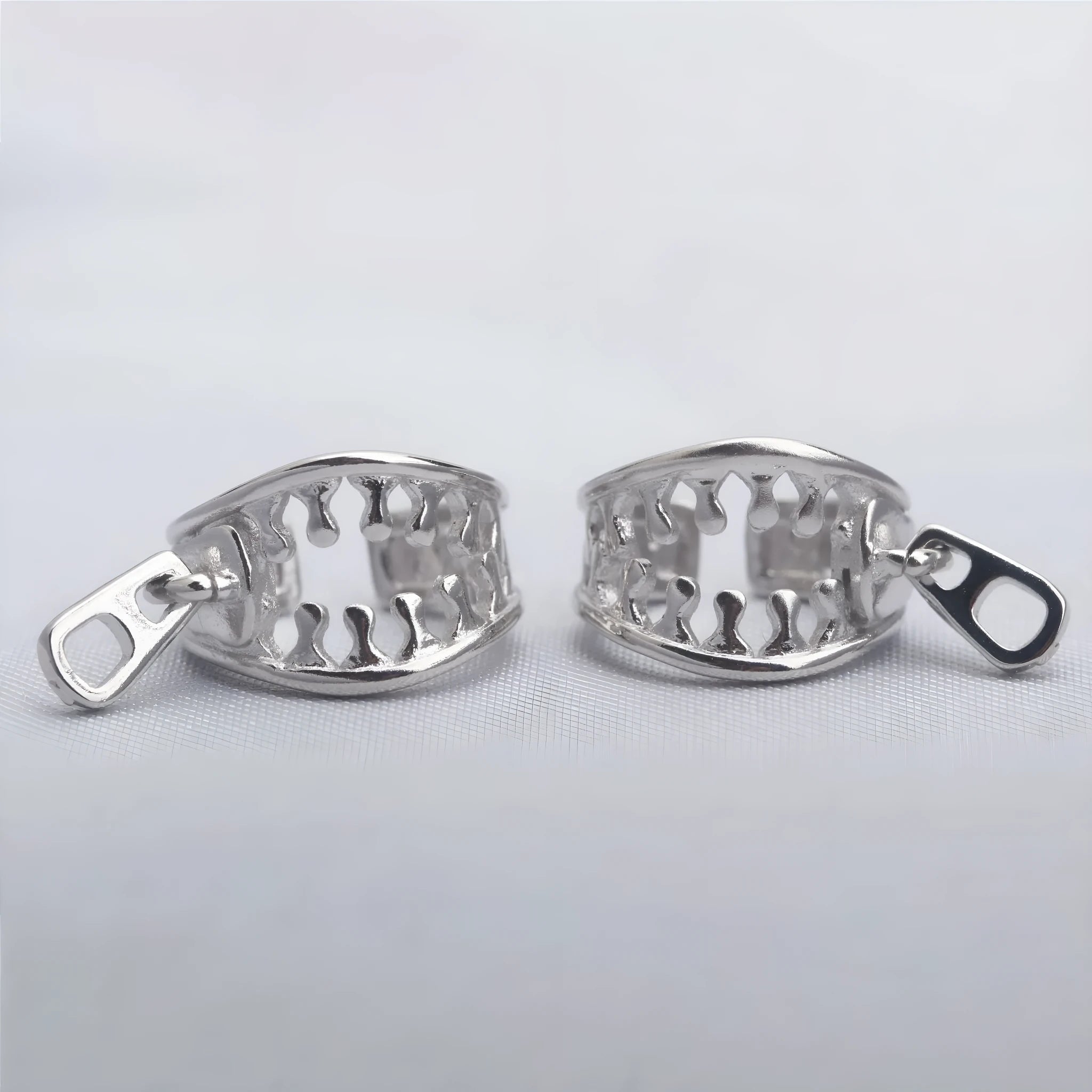Copper geometric ear bone clip with zipper fastening design in ES862 colour