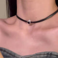 Women's adjustable twin necklace set with heart pendants on clavicle chain