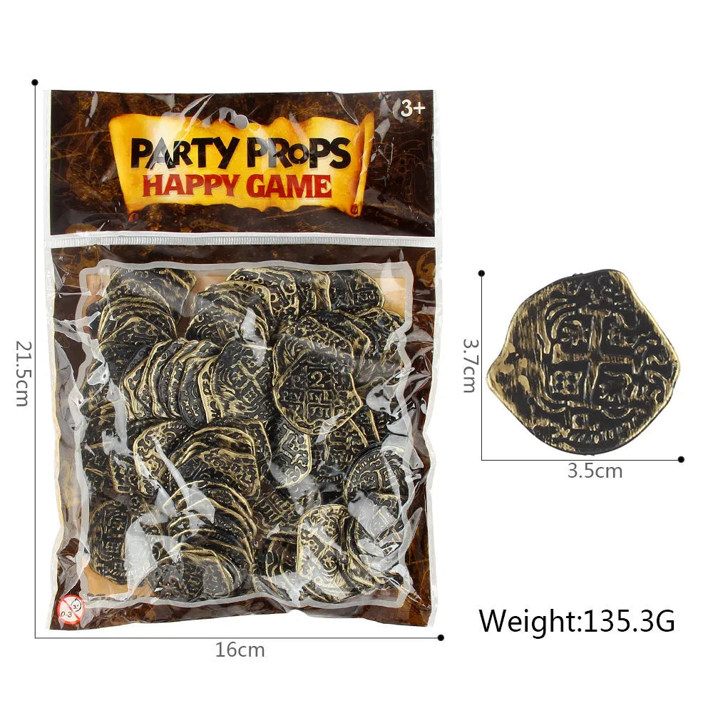 Plastic Roman coins set with gold, silver, and bronze electroplated finishes - 100 pieces