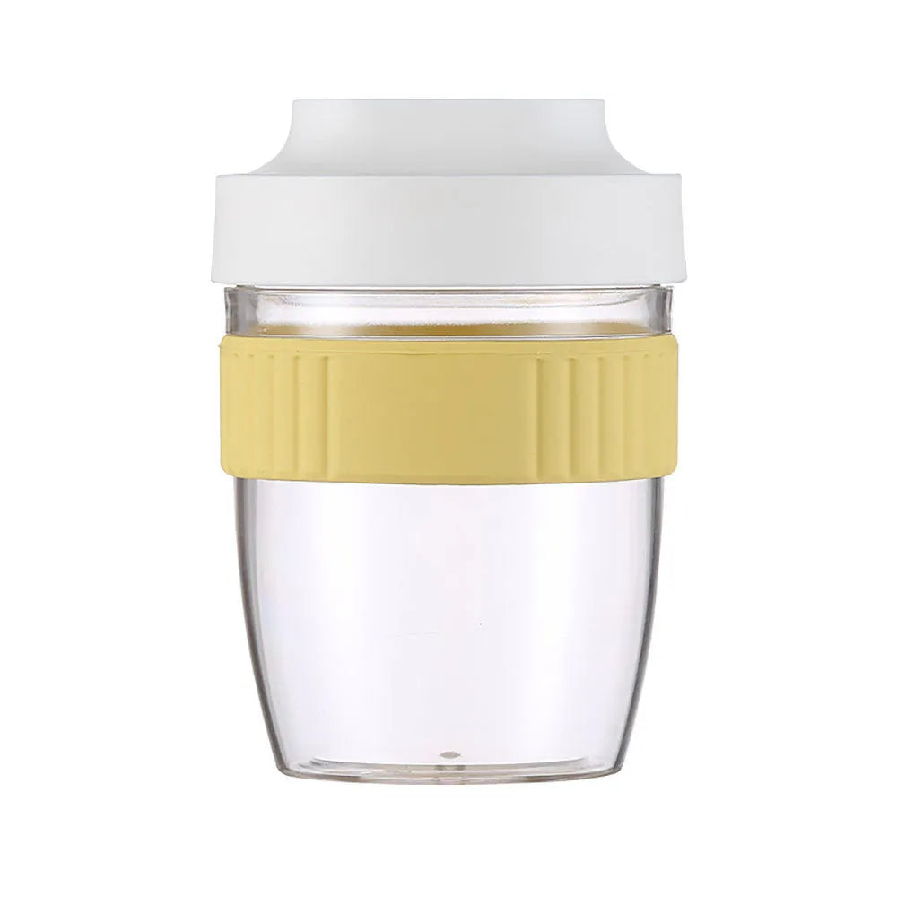 Modern simplicity plastic salad cup with lid and spoon in green, shown next to purple and pink options.