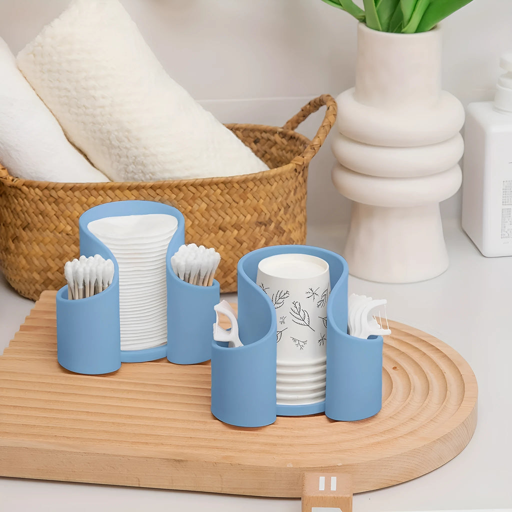 Solid colour plastic dental floss storage box in minimalist design