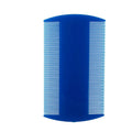 Double-edged fine teeth flea comb in plastic showing eight colour options at 8cm by 7.5cm size