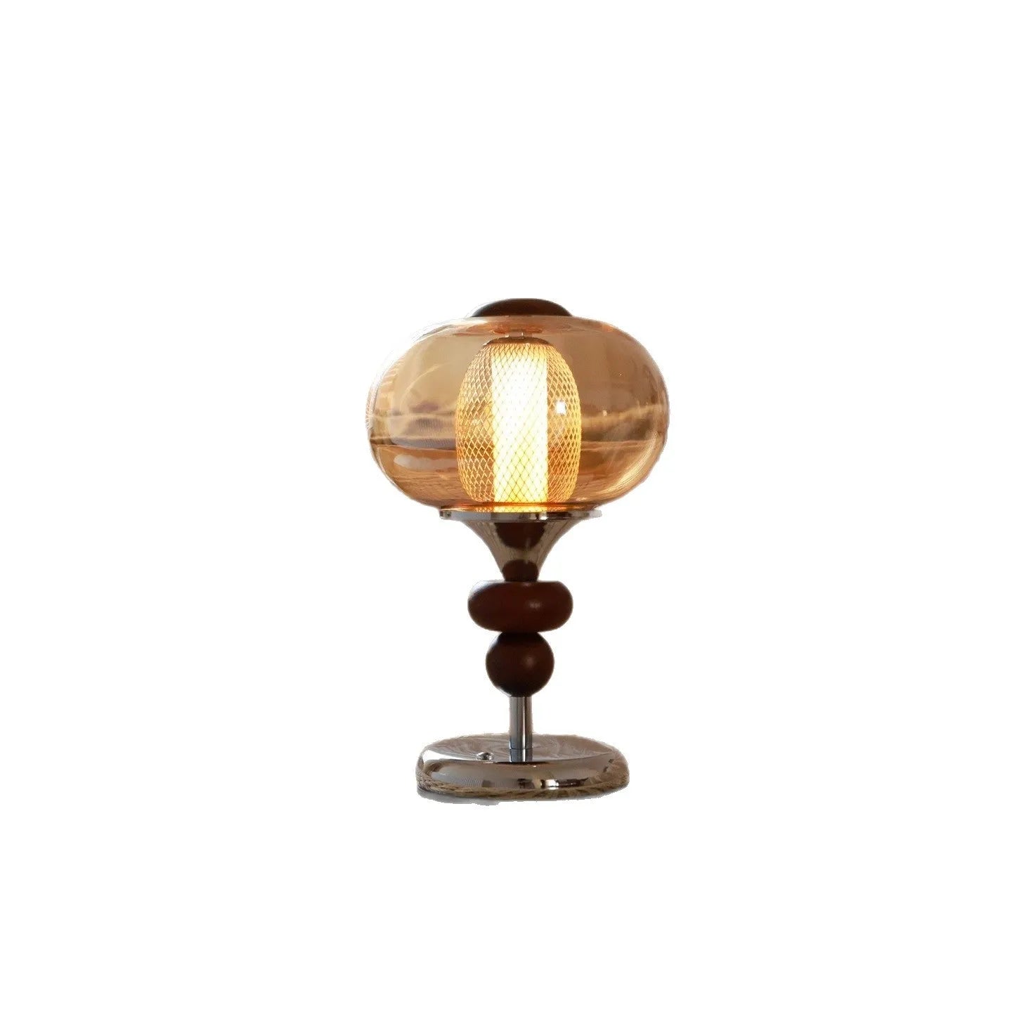 Solid wood retro palace desk lamp with USB charging port and touch controls.
