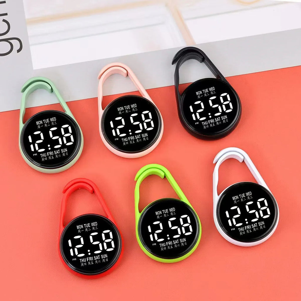 LED luminous electronic digital watch with plastic strap in multiple colour options.