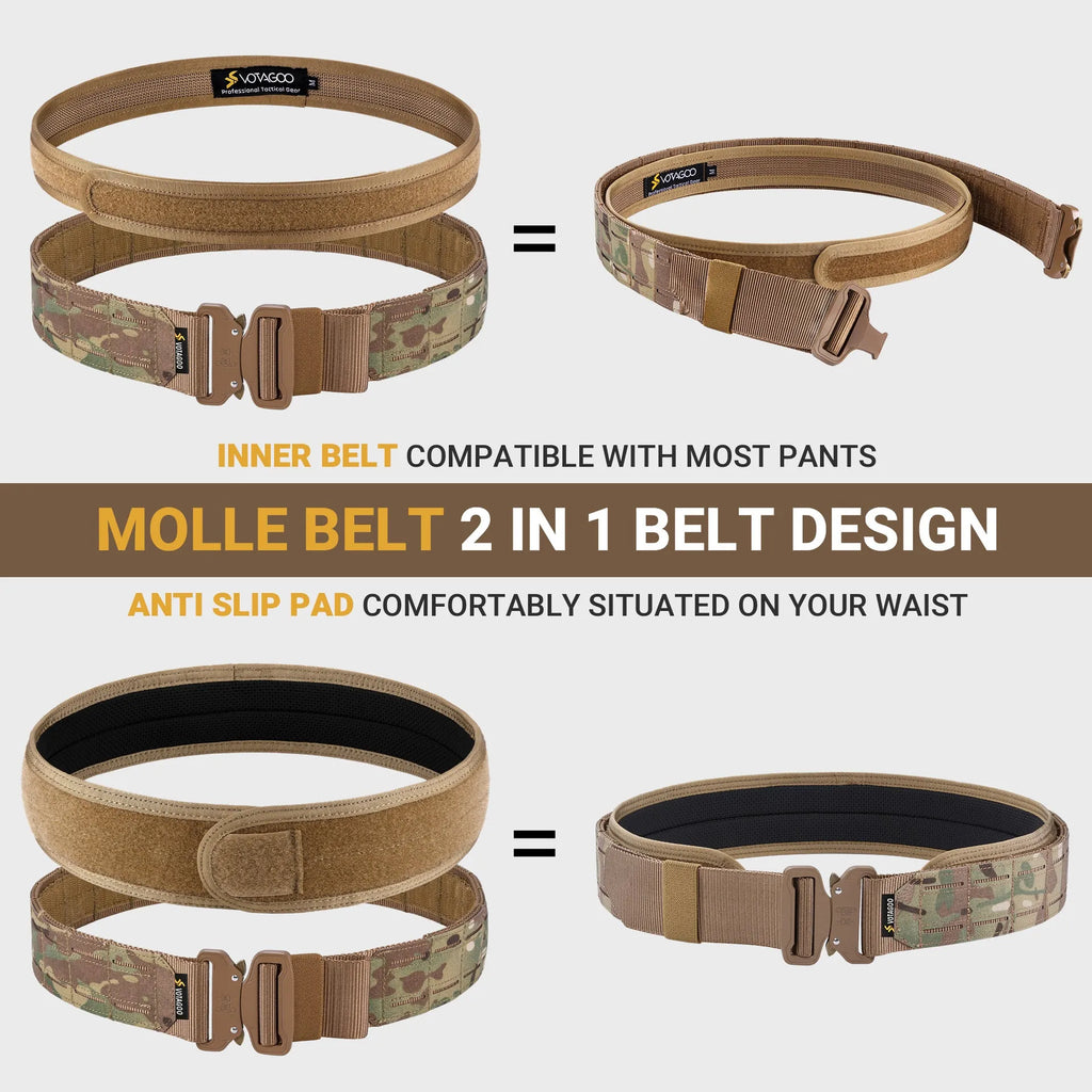 VOTAGOO 2-inch laser cut tactical belt in CP camouflage with automatic alloy buckle