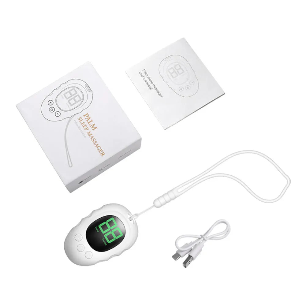 Rechargeable silicone sleep aid hand grip with sleep monitor in white, black and green colour options