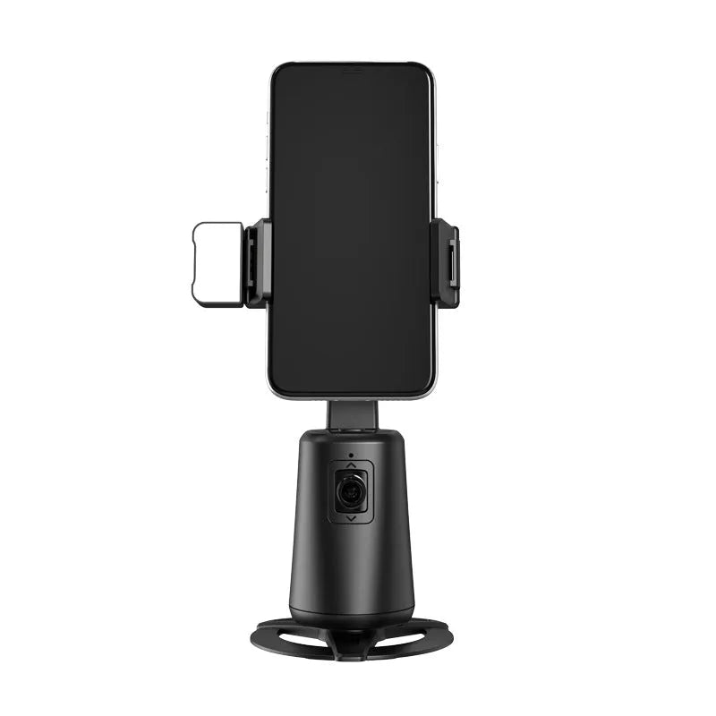 A200 black desktop bracket with intelligent face tracking camera holder and LED ribbon lights