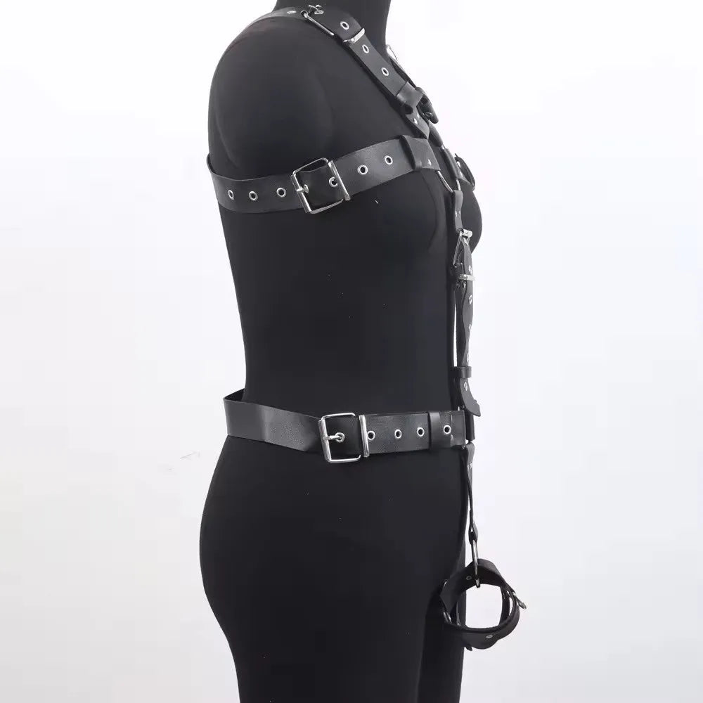 Black imitation leather shapewear belt with pin buckle fastening