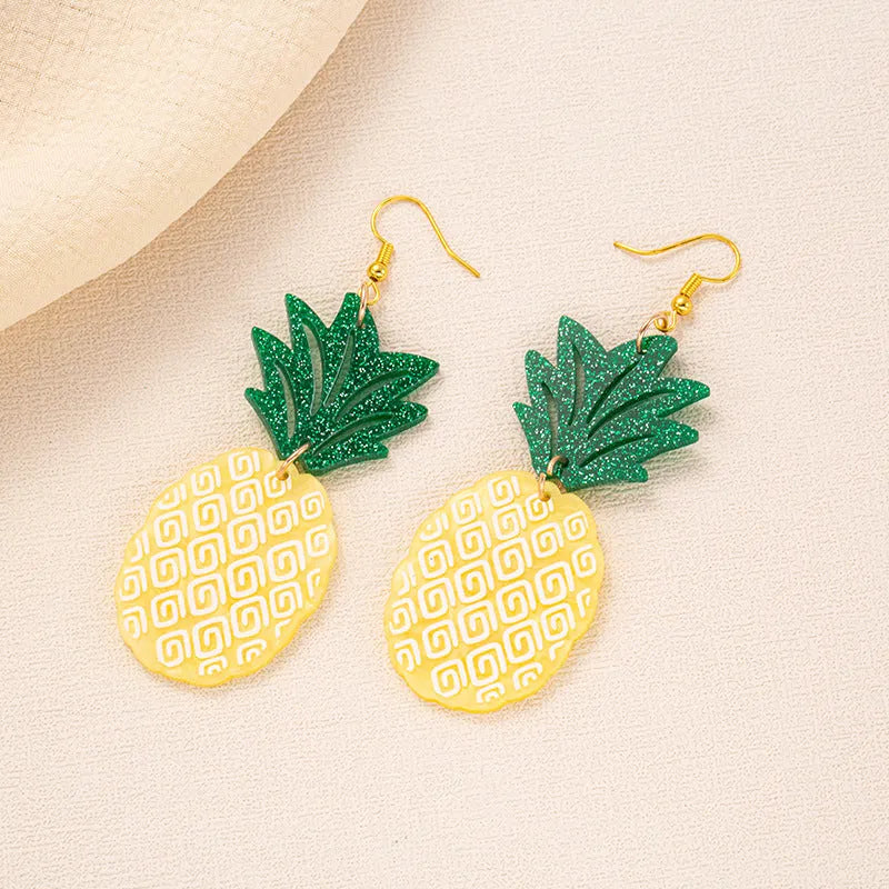 Acrylic drop-shaped coconut artocarpus earrings with alloy hook in one of five colourful styles.