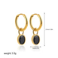 Women's retro-style oval zircon earrings in copper, shown in six colour options.