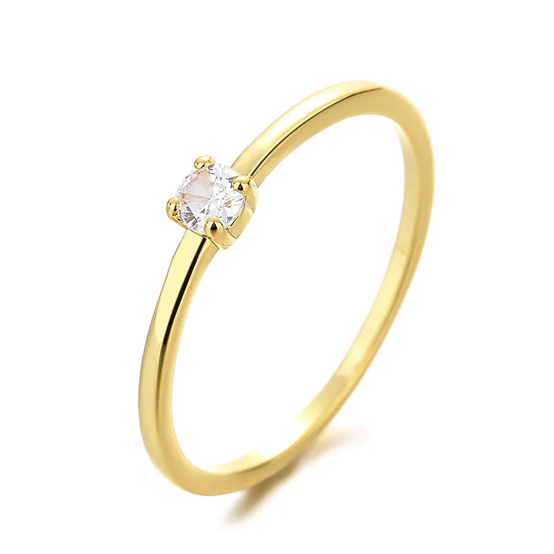 Copper geometric circle ring with diamond element in white, red, green or blue colour options