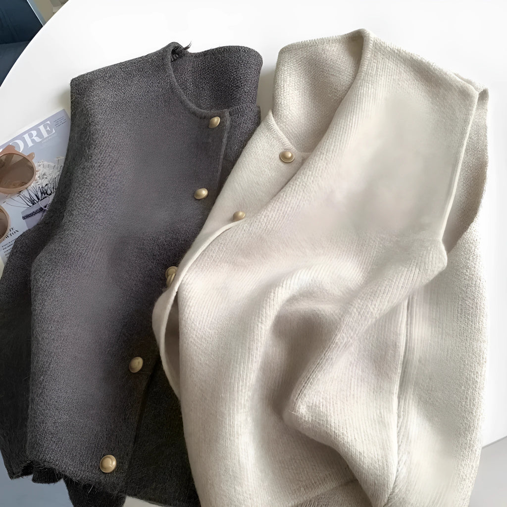 Thin polyester pullover vest with half sleeves in various colours on a hanger