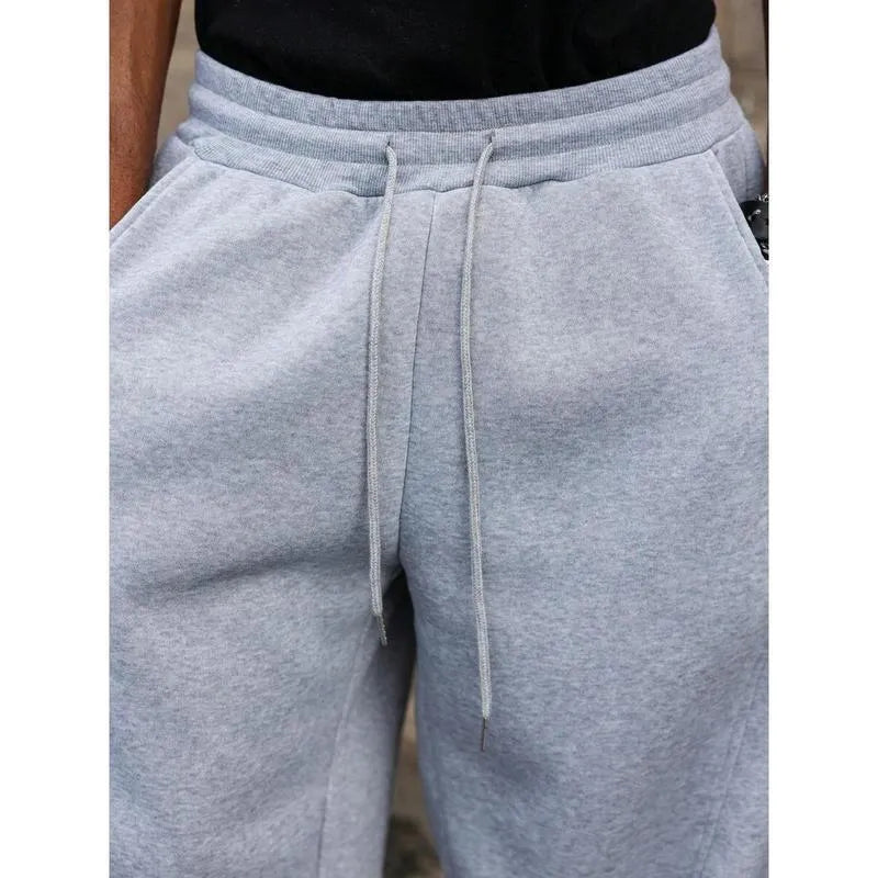 Men's straight high waist casual trousers in bamboo fibre with cropped length and elastic waist
