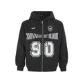 Women's American retro style casual jacket with embroidered letters and hood in red dog colour