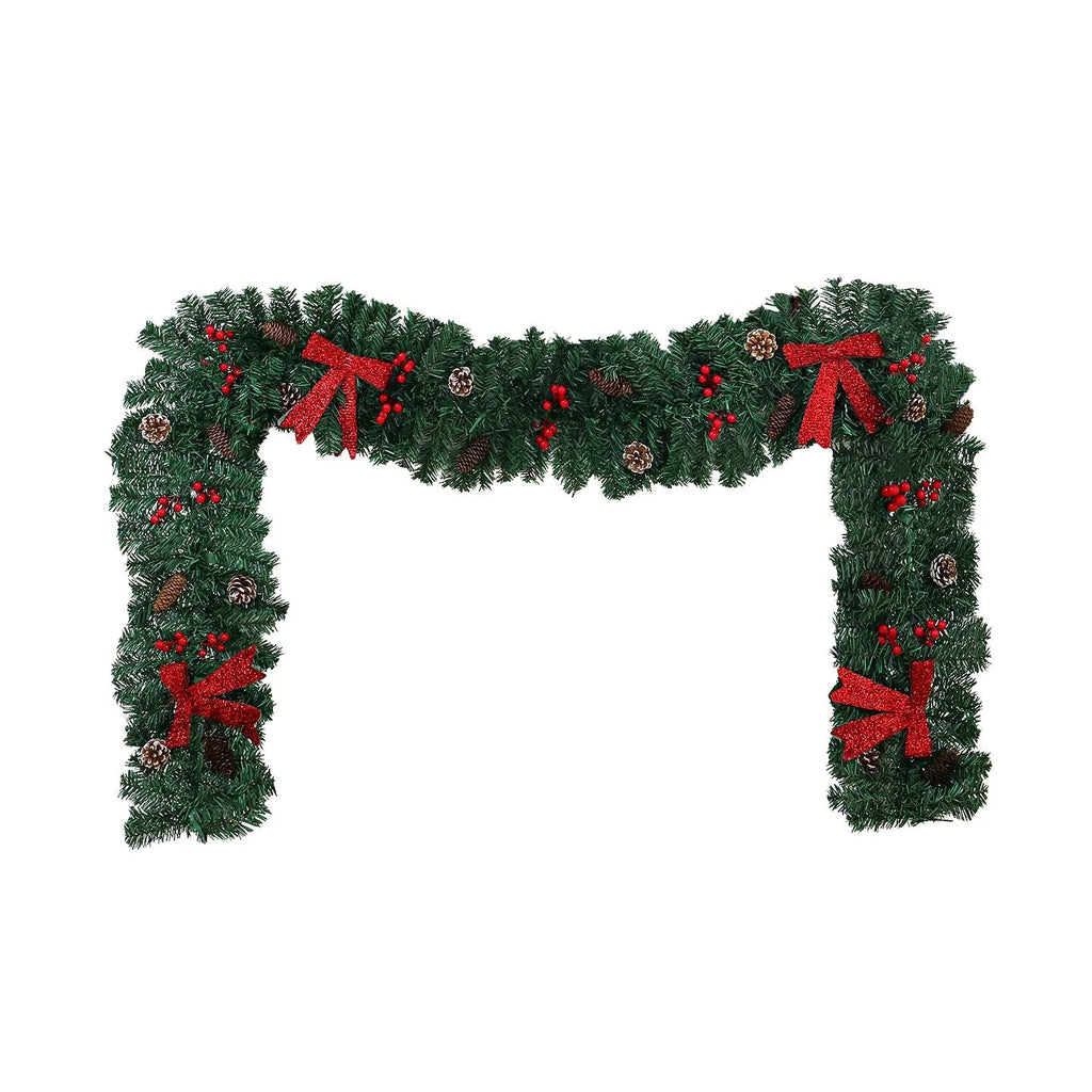 Christmas rattan decorative cane with pine cone bow in European modern art style