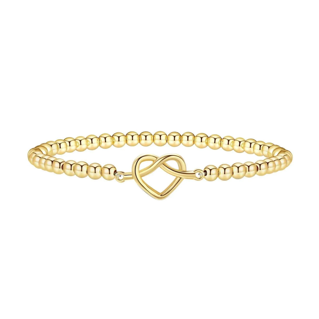 Adjustable stainless steel beaded bracelet with geometric design and round elements