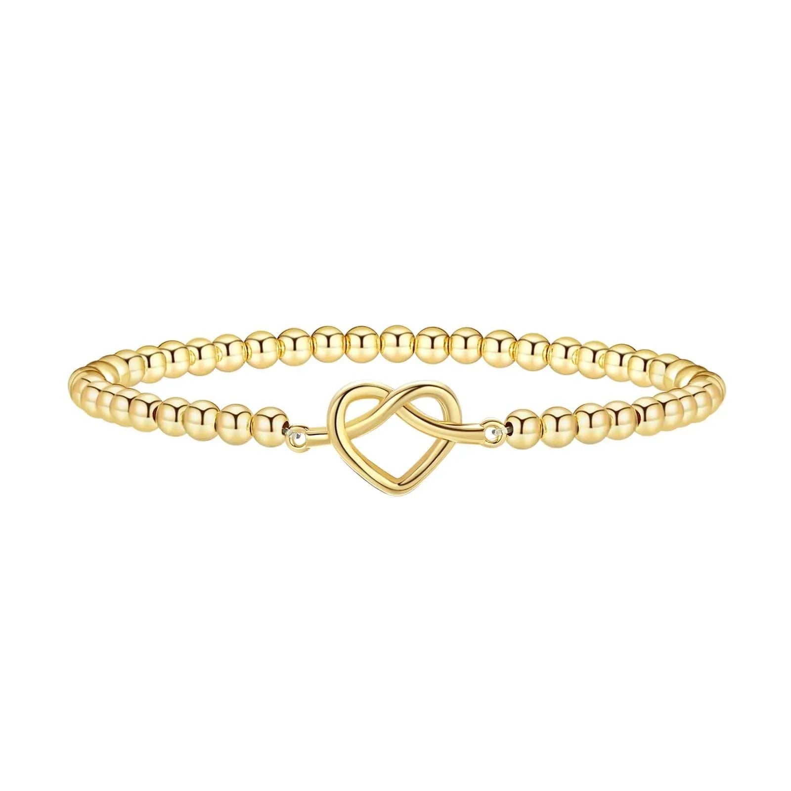 Adjustable stainless steel beaded bracelet with geometric design and round elements