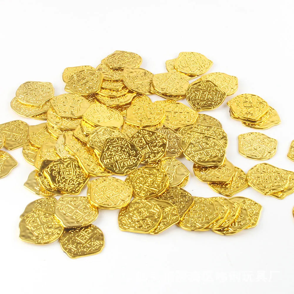 Plastic Roman coins set with gold, silver, and bronze electroplated finishes - 100 pieces