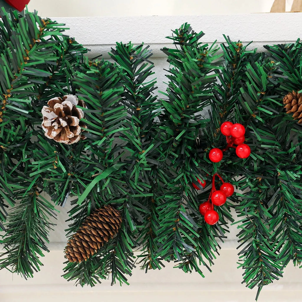 Christmas rattan decorative cane with pine cone bow in European modern art style