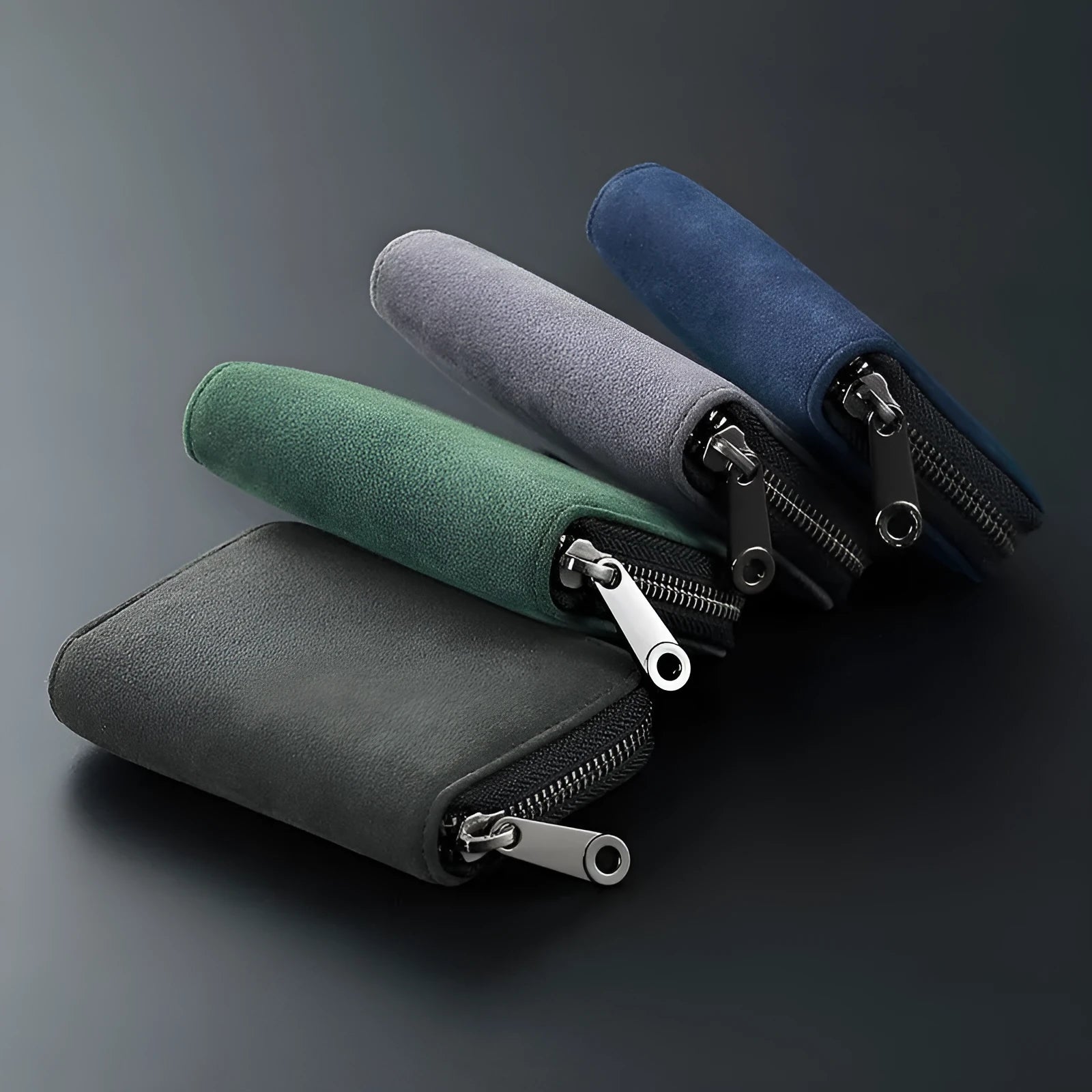 Men's suede card holder anti-degaussing in advanced gray with 11 card slots and expansion design
