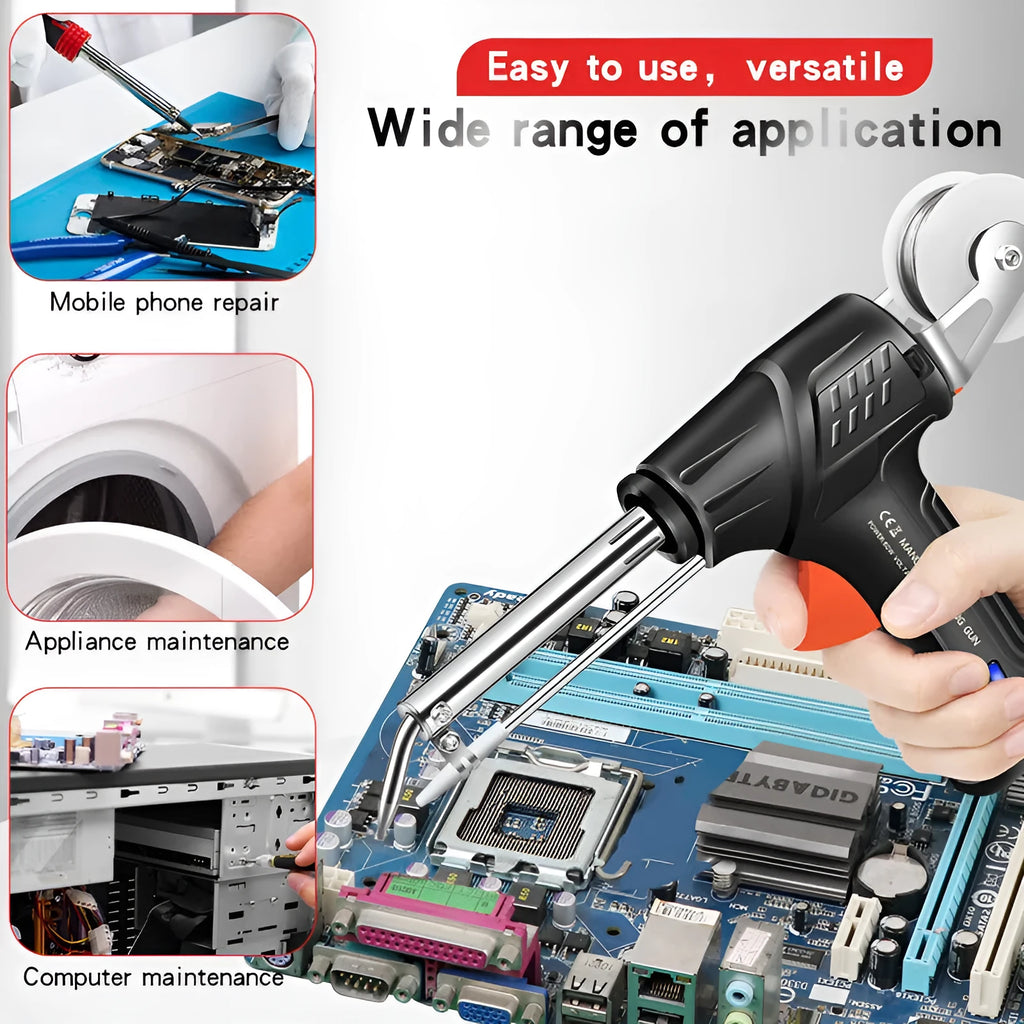Black G102 soldering gun kit with LED light, five-piece alloy construction