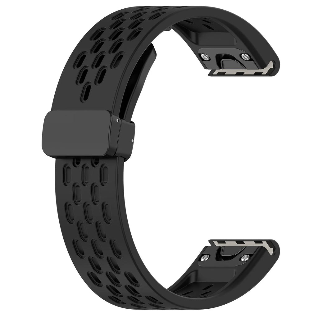 Garmin Fenix quick release watch strap in multiple colours showing quick release pins and included utility knife