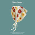 Cotton triangular headscarf with floral pattern in retro French style for women