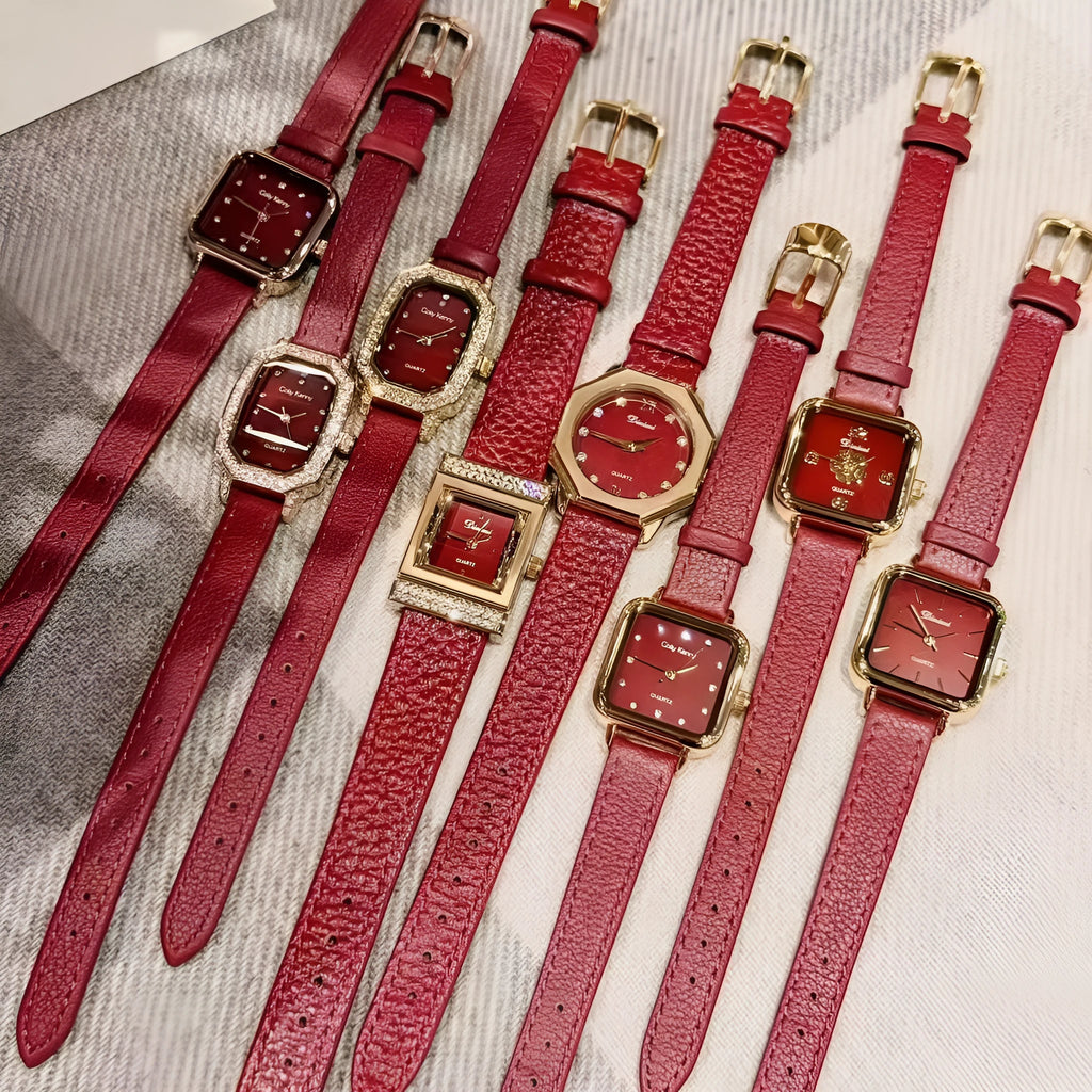 Alloy Chinese style women's wristwatch with 8mm thick case, showing choice of dial designs like octagonal or diamond.