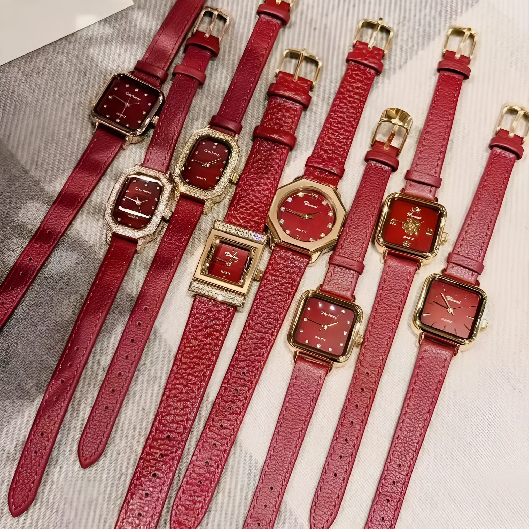 Alloy Chinese style women's wristwatch with 8mm thick case, showing choice of dial designs like octagonal or diamond.