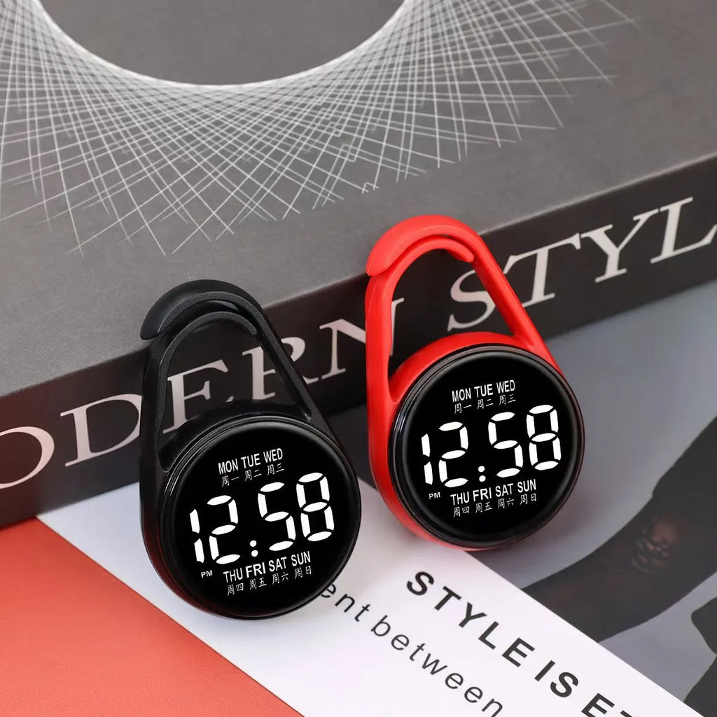 LED luminous electronic digital watch with plastic strap in multiple colour options.