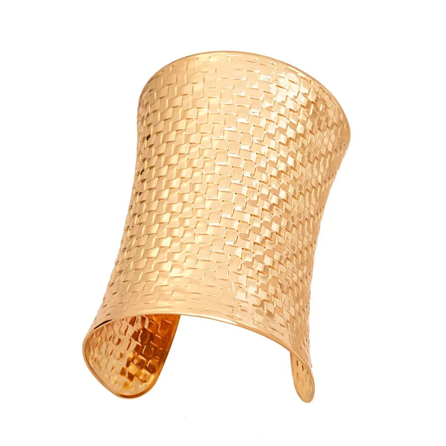 Women's vintage exaggerated gold silver metal bracelet with round design measuring 6.5cm by 9.7cm