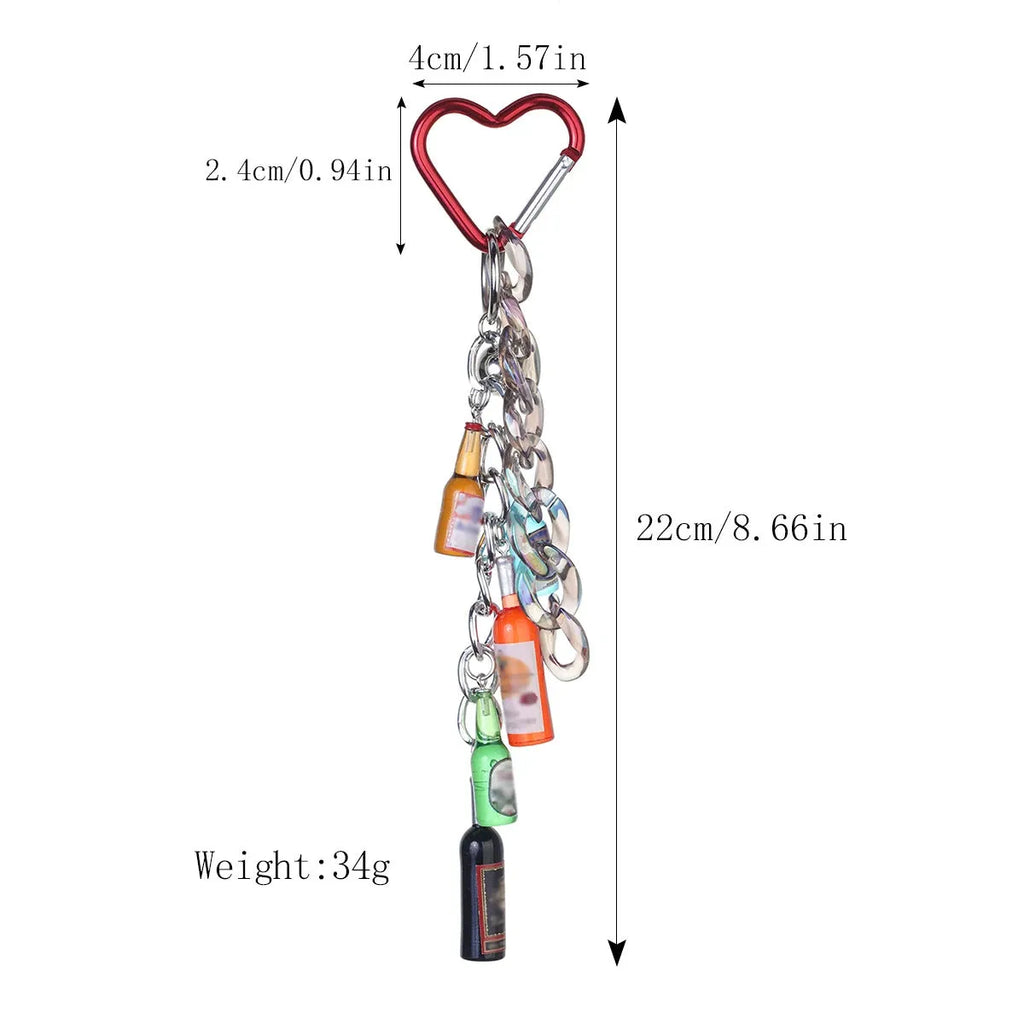 Alloy keychain with electroplated love heart pendant on a chain