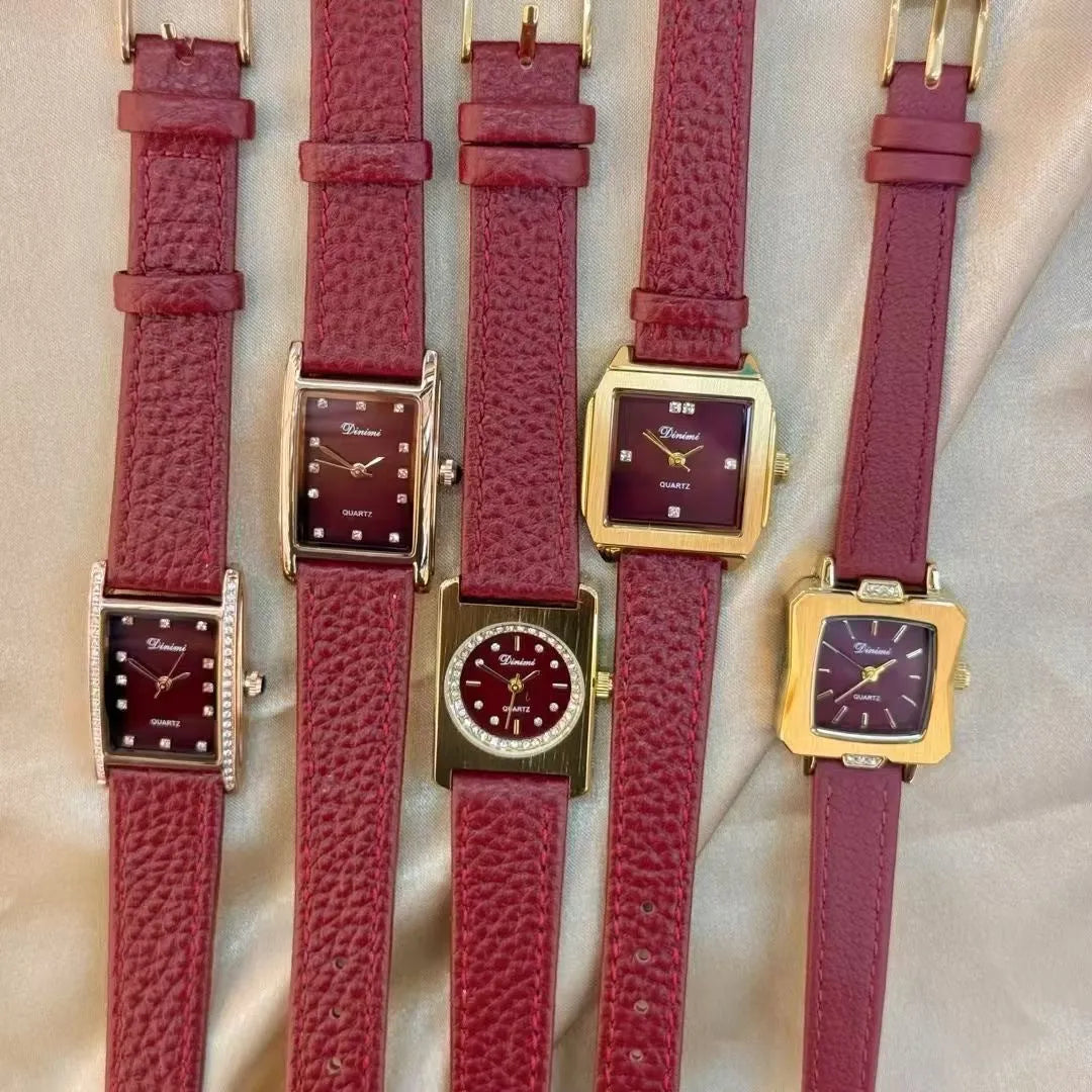 Alloy Chinese style women's wristwatch with 8mm thick case, showing choice of dial designs like octagonal or diamond.