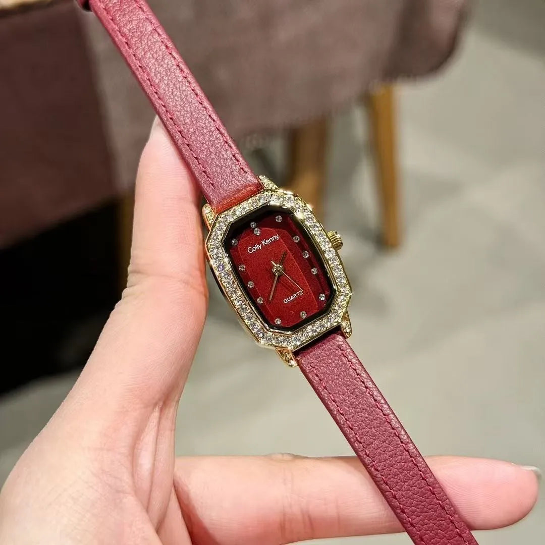 Alloy Chinese style women's wristwatch with 8mm thick case, showing choice of dial designs like octagonal or diamond.