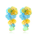 Colourful handmade flower earrings with string beads in rose and purple colour options