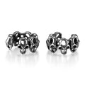 Stainless steel skull ear clip earrings with geometric hollow design and electroplated finish