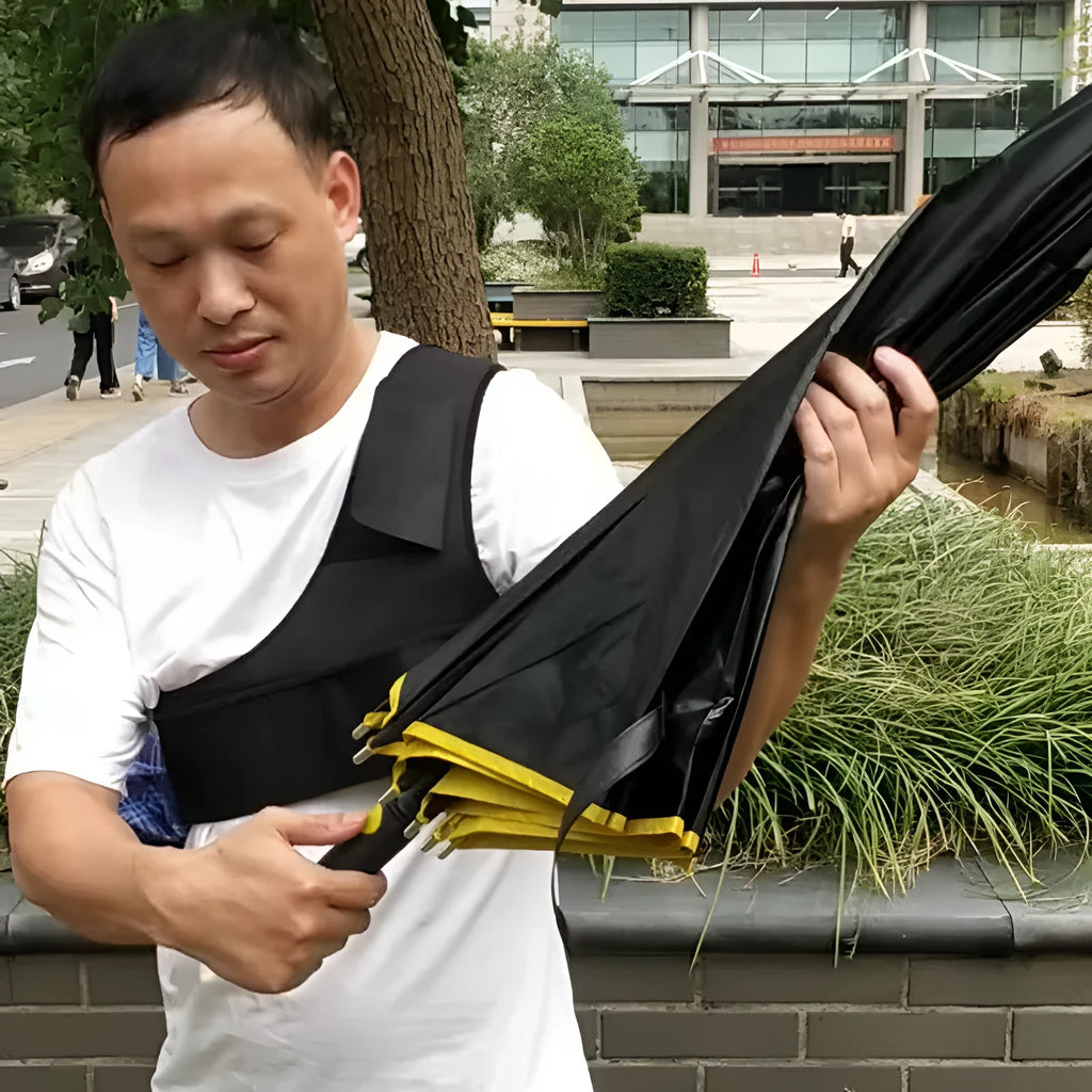 Black portable umbrella holder with shoulder strap made from diving cloth fabric