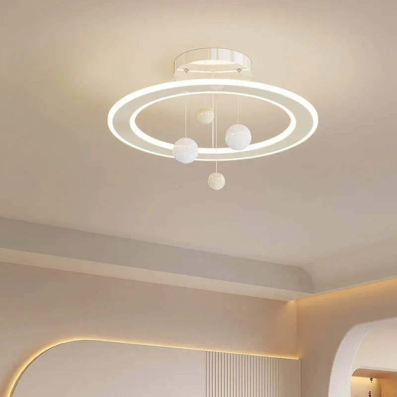 Modern children's bedroom chandelier with dimmable white and pink light options