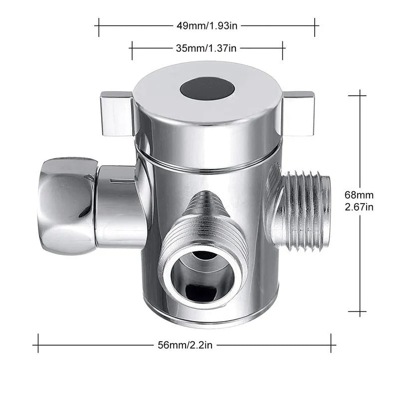Copper shower water distributor with American bracket fitting on a white background.