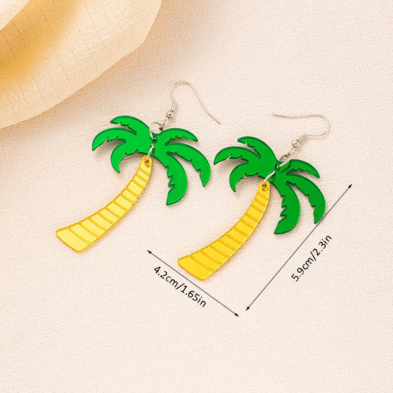 Acrylic drop-shaped coconut artocarpus earrings with alloy hook in one of five colourful styles.