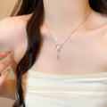 Women's star moon necklace with zirconium stones on adjustable copper chain in gold finish