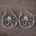 Vintage octopus earrings in antique silver finish with zinc alloy construction and animal zodiac design