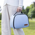 Textured cloth insulated lunch box bag with thermal function in purple colour option