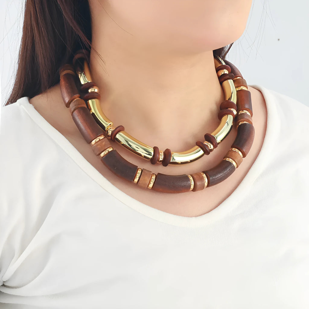 Women's alloy multi-layer necklace and bracelet set with round pendants