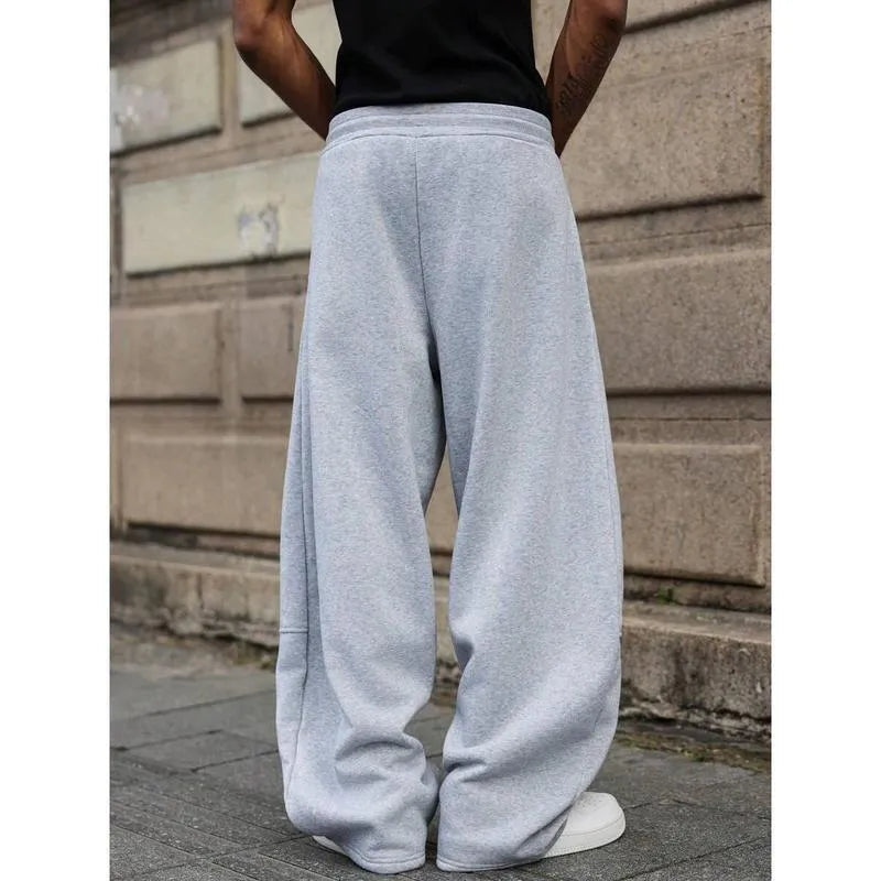 Men's straight high waist casual trousers in bamboo fibre with cropped length and elastic waist