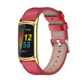 Microfiber leather watch strap for Fitbit Charge 6/5 in black with metal linker