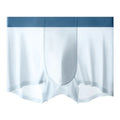 Men's ice silk antibacterial shorts in light blue showing seamless mid waist design