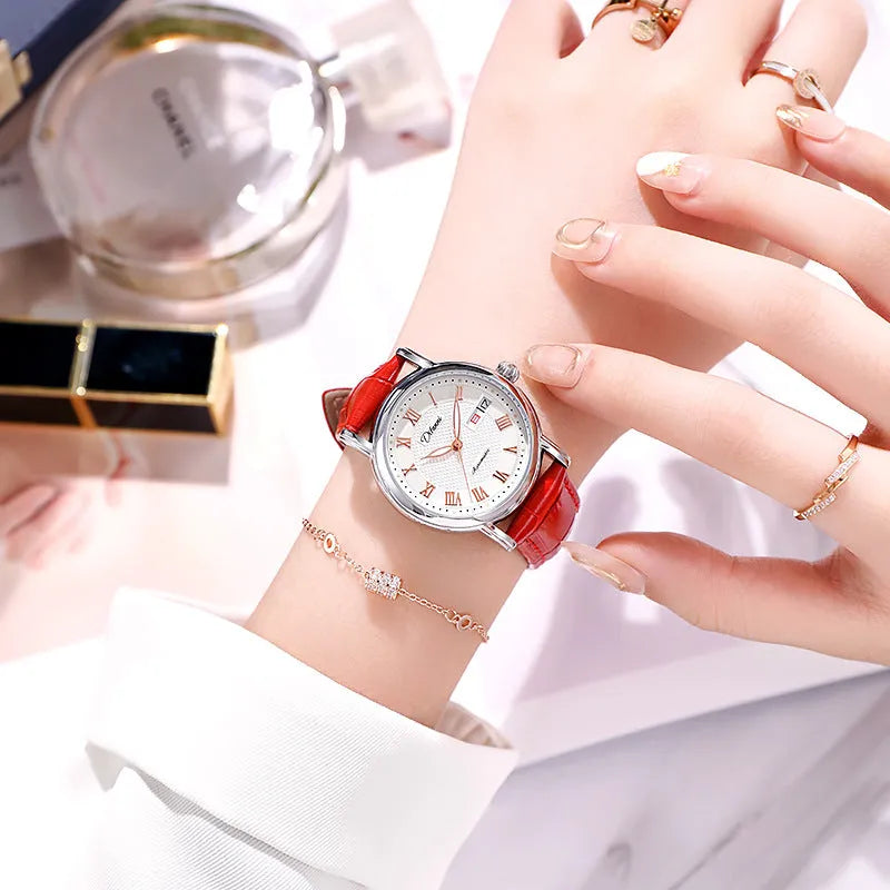 Automatic women's mechanical watch with 12mm case on steel or leather strap in various colours.