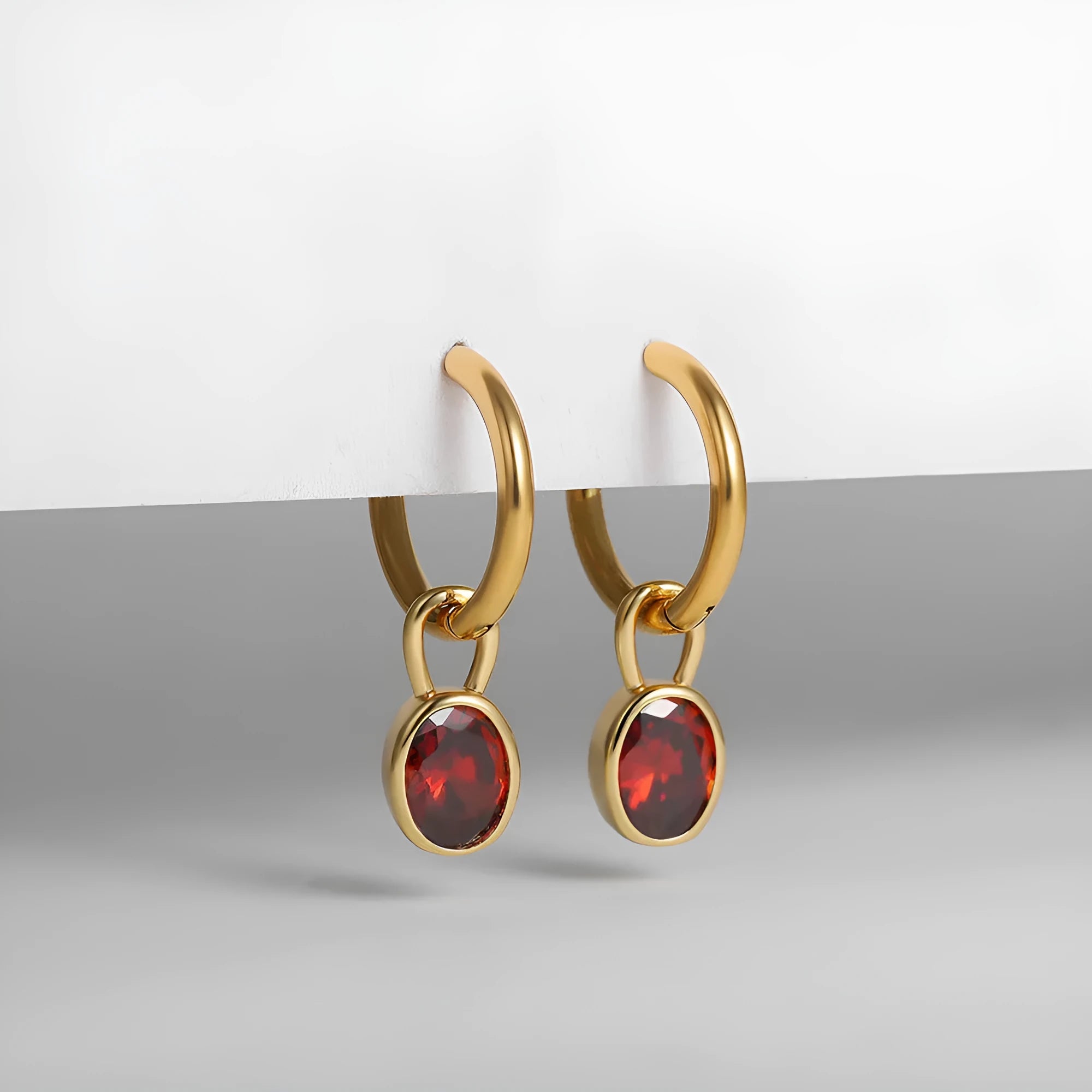 Women's retro simple oval zircon copper earrings shown in six colour options on a white background.