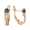Women's geometric drop earrings with gold-plated copper and artificial gemstone inlays